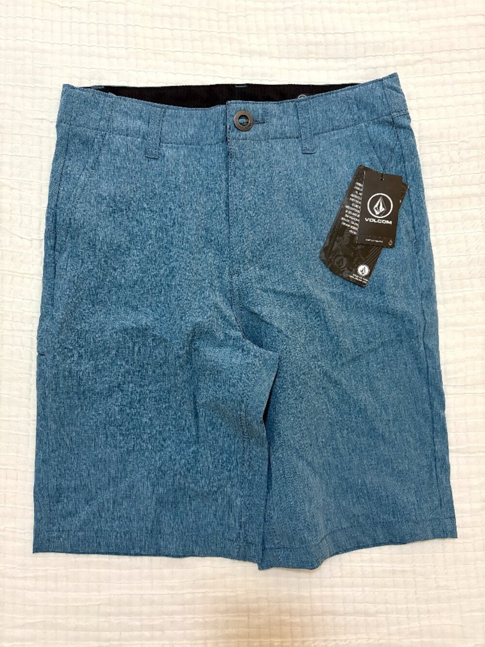 New Volcom Shorts Boys 12 Blue Surf and Turf 4 Way Stretch Hybird 26